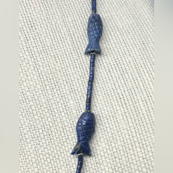 Artisan Lapis Lazuli Beaded Stationery Necklace - Picture 3 of 5